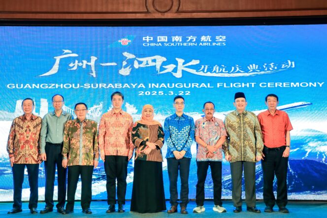 
Penerbangan Langsung Guangzhou-Surabaya Resmi Diluncurkan, Gubernur Khofifah: Percepat Arus Perdagangan Hingga Pariwisata Jatim-Tiongkok