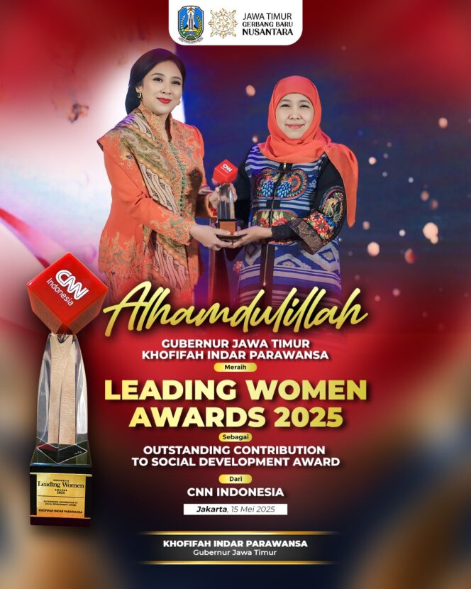 
Gubernur Khofifah Terima Penghargaan Leading Women Awards 2025 dari CNN Indonesia