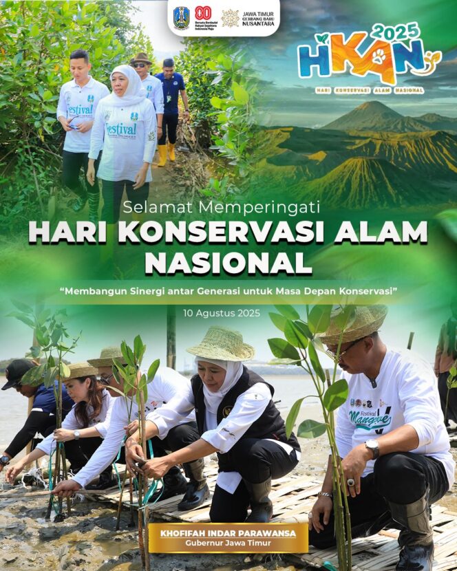 
					Peringati Hari Konservasi Alam Nasional 2025, Gubernur Khofifah: Kolaborasi Lintas Generasi, Kunci Konservasi Alam Jawa Timur
