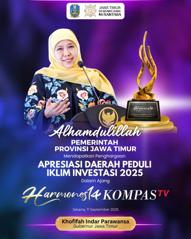 
					Gubernur Khofifah Tegaskan Komitmen Jatim Jadi Lokasi Favorit Investor,  Diganjar Penghargaan Nasional di Harmones14 KompasTV