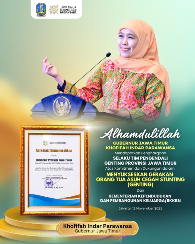 
					Kolaborasi Lintas Sektor Berbuah Penghargaan, Gubernur Khofifah Sukses Kawal Penurunan Stunting Jatim