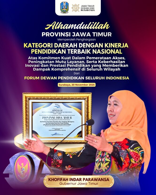 
					Gubernur Khofifah: Alokasi 32% APBD Bukti Prioritas Pendidikan, Jatim Jadi Benchmark Nasional