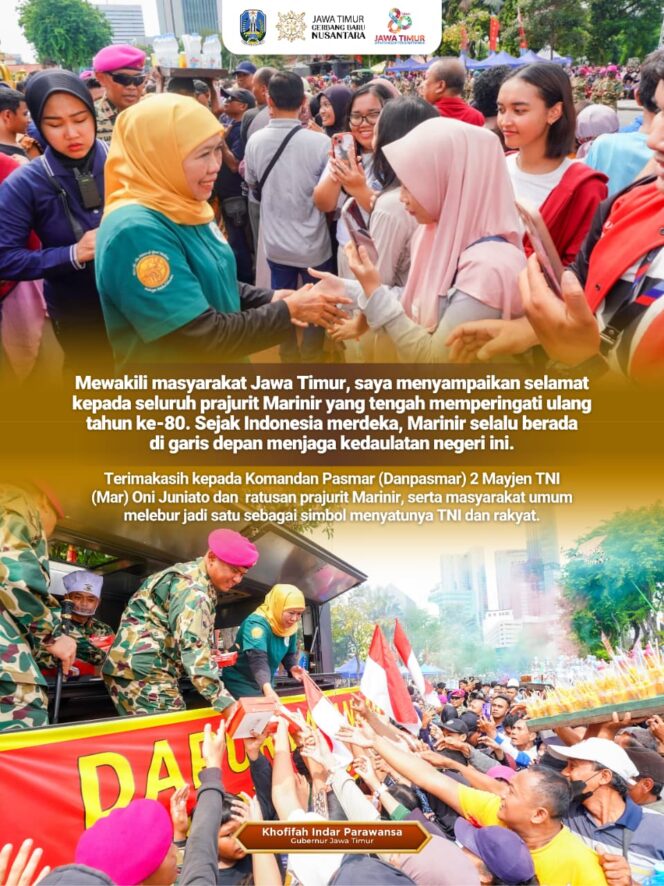 
					Gubernur Khofifah Nyatakan Kekuatan Marinir Jadi Fondasi Perdamaian dan Pertahanan Laut Indonesia