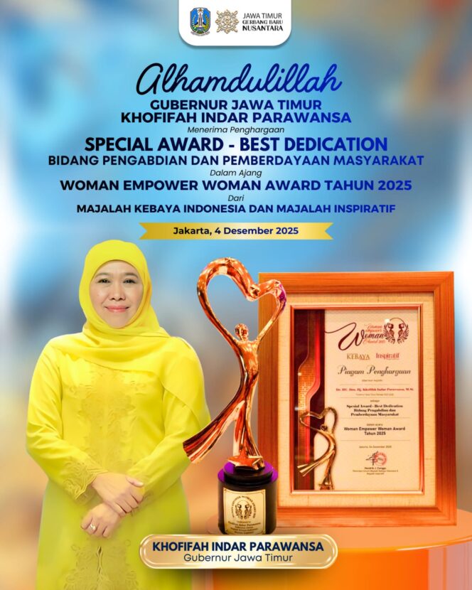 
					Gubernur Khofifah Berhasil Dorong Program KIP Putri Jawara, Raih Woman Empower Award 2025