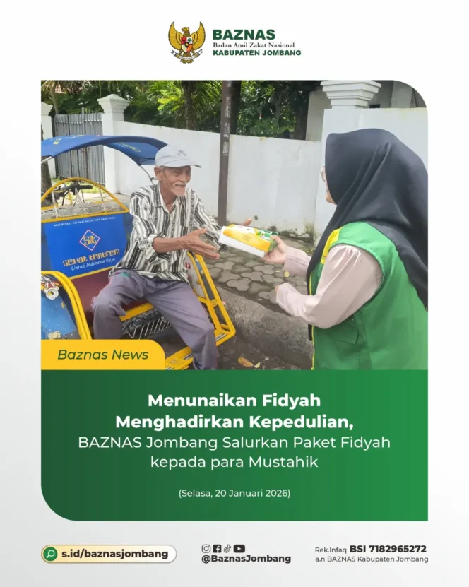 
BAZNAS Jombang Salurkan 255 Paket Fidyah kepada Mustahik