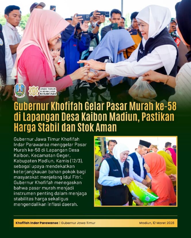 
Gubernur Khofifah Bagikan Bantuan Pangan bagi Lansia dan Ibu Hamil di Pasar Murah