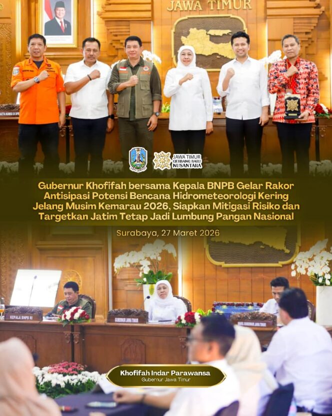
Gubernur Khofifah Bersama BNPB Antisipasi El Nino, Siapkan Sumur Dalam dan Distribusi Air untuk Cegah Dampak Kekeringan