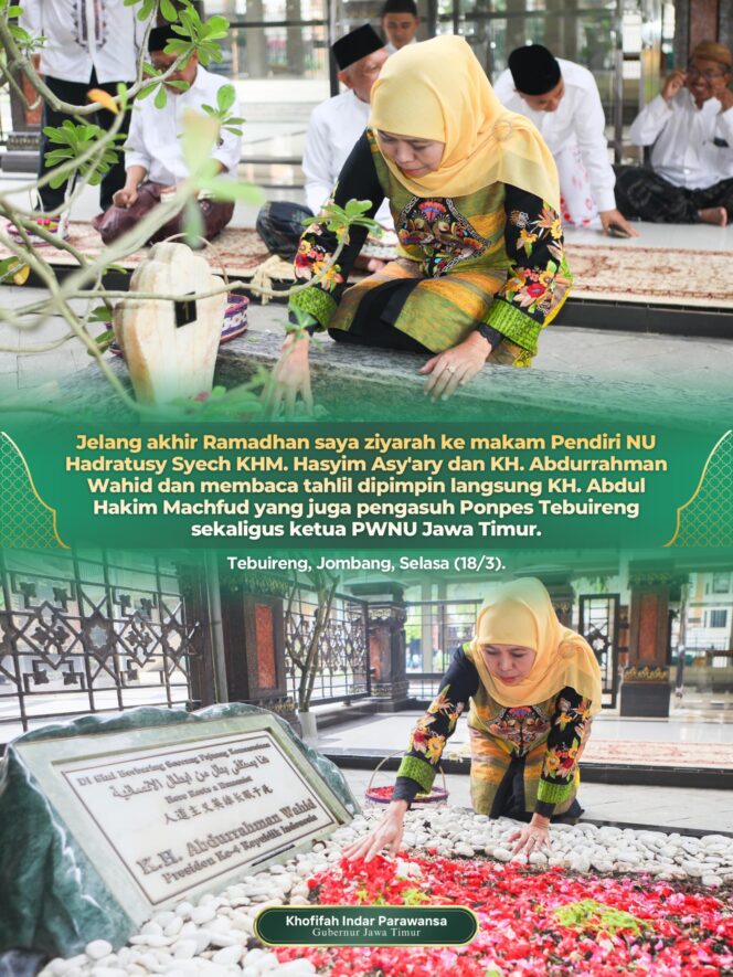 
Gubernur Khofifah Ziarah ke Makam Gus Dur dan Hadratussyaikh Hasyim Asy’ari, Teguhkan Semangat Kerukunan dan Kebangsaan