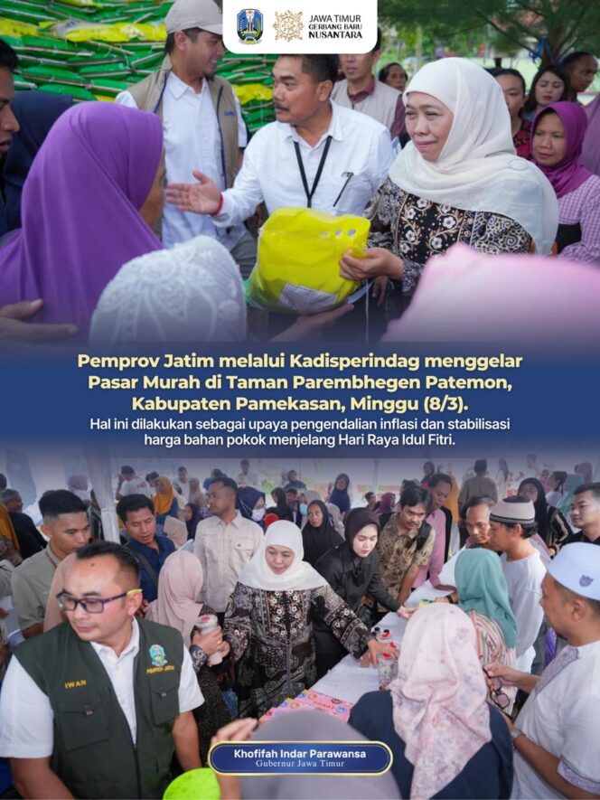 
Gubernur Khofifah Indar Parawansa Pastikan Pasokan Pangan Aman Lewat Pasar Murah di Pamekasan
