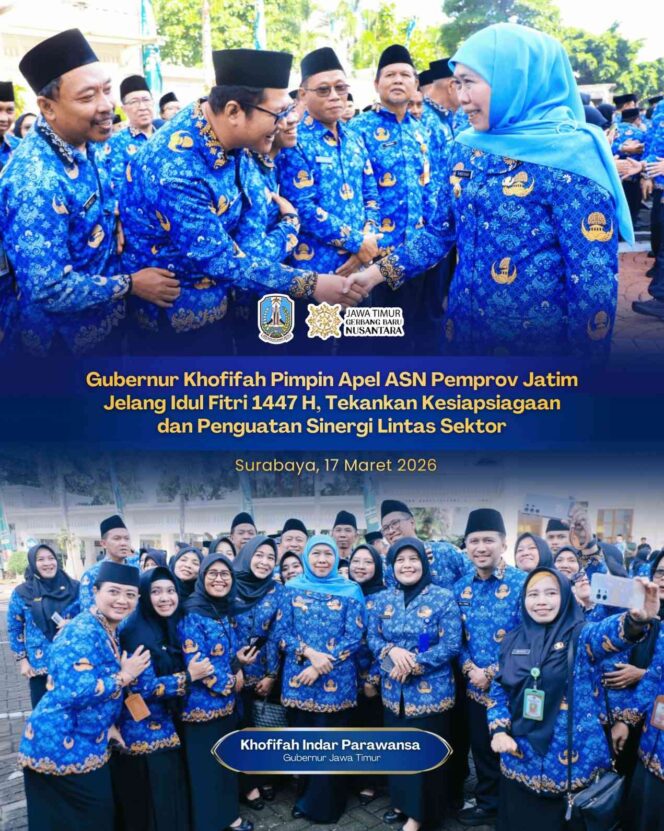 
Gubernur Khofifah Pimpin Apel ASN, Siapkan Strategi Hadapi Lonjakan Pemudik ke Jawa Timur