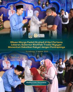 Gubernur Khofifah Sambut Ribuan Warga di Grahadi, Riyayan Jadi Ajang Kebersamaan