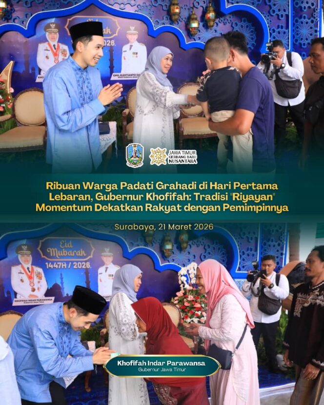 
Gubernur Khofifah Sambut Ribuan Warga di Grahadi, Riyayan Jadi Ajang Kebersamaan