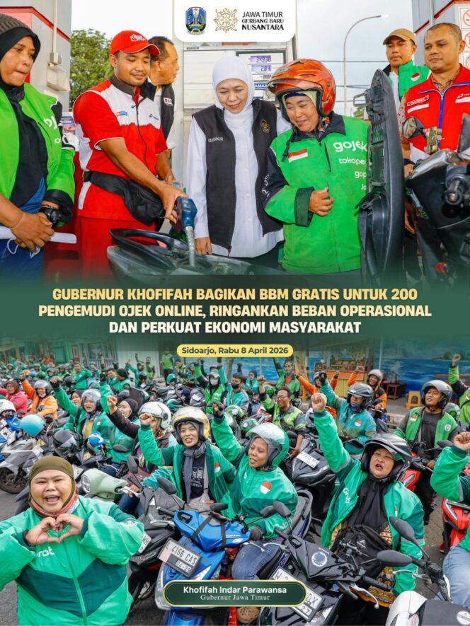 
Gubernur Khofifah Bantu Ojol dengan BBM Gratis, Perkuat Dukungan Ekonomi di Tengah Tantangan Pendapatan