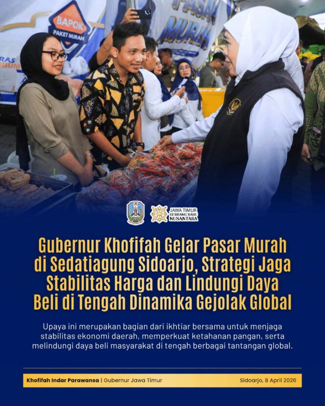 
Gubernur Khofifah Gelar Pasar Murah ke-59 di 2026, Upaya Nyata Jaga Daya Beli di Tengah Gejolak Global