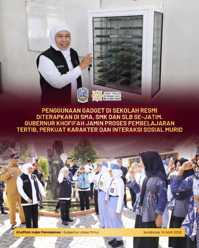 
Gubernur Khofifah Pastikan Penggunaan Gadget di Sekolah Lebih Terkontrol, Fokus pada Pembelajaran dan Penguatan Karakter