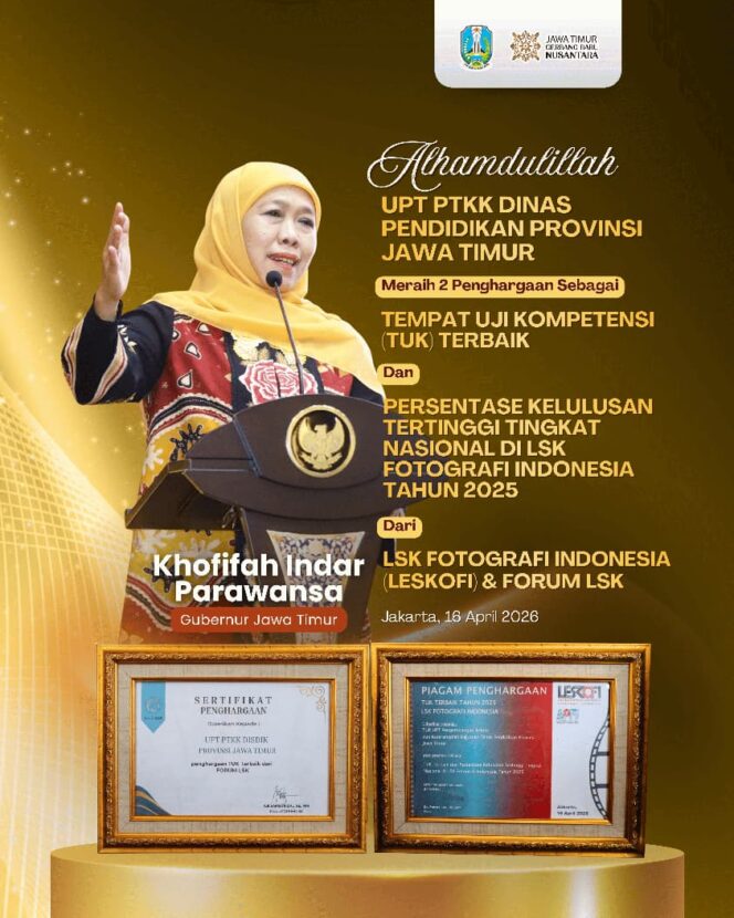 
Gubernur Khofifah Dorong Lulusan Vokasi Siap Kerja dan Global, UPT PTKK Jatim Raih Penghargaan Bergengsi Nasional