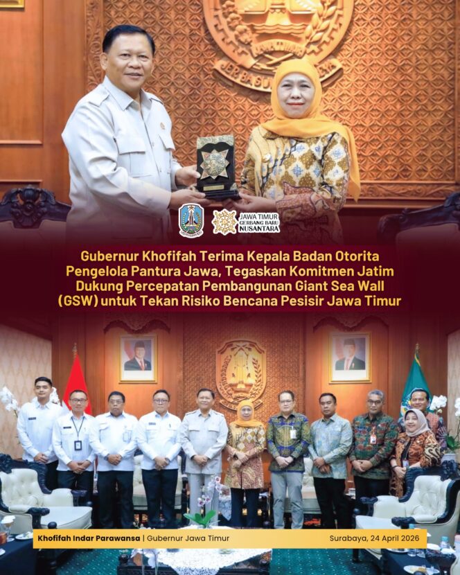 
Gubernur Khofifah Tegaskan Giant Sea Wall Krusial bagi Ketahanan Wilayah dan Ekonomi Jawa Timur
