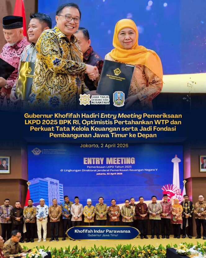 
Gubernur Khofifah Hadiri Entry Meeting BPK RI, Dorong Tata Kelola Keuangan Daerah Lebih Transparan dan Akuntabel
