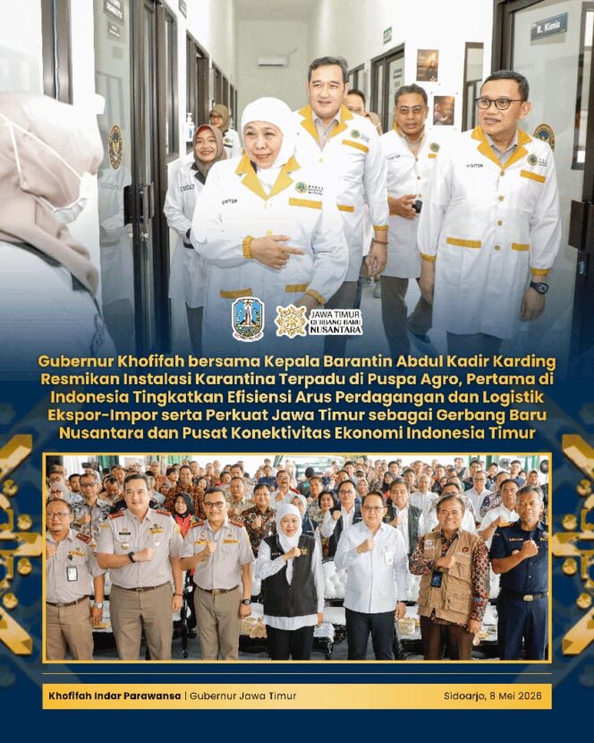 
Gubernur Khofifah Resmikan Instalasi Karantina Terpadu di Sidoarjo untuk Pangkas Dwelling Time dan Biaya Logistik