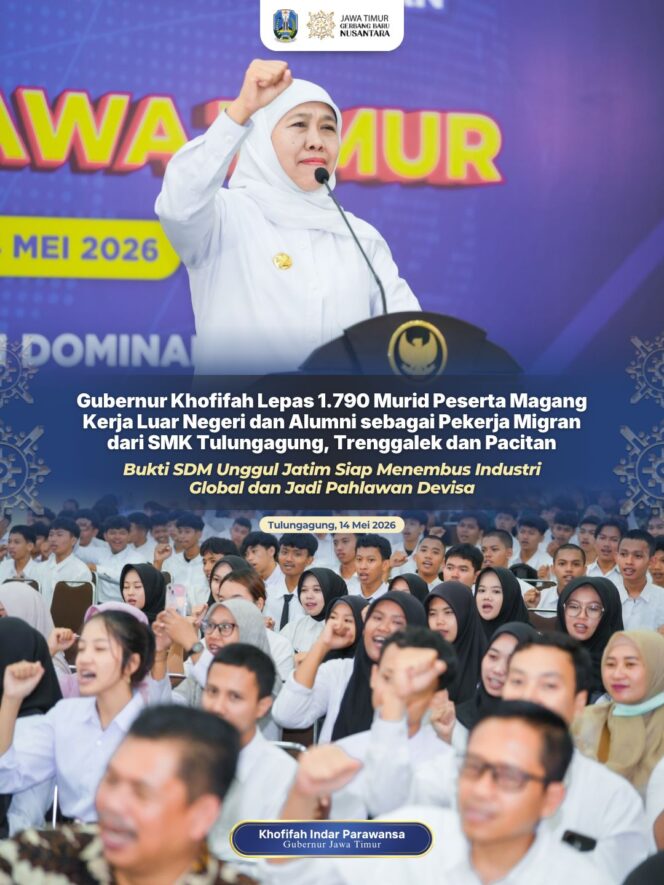 
Gubernur Khofifah Lepas Peserta Magang Luar Negeri dan Pekerja Migran dari Tulungagung Raya