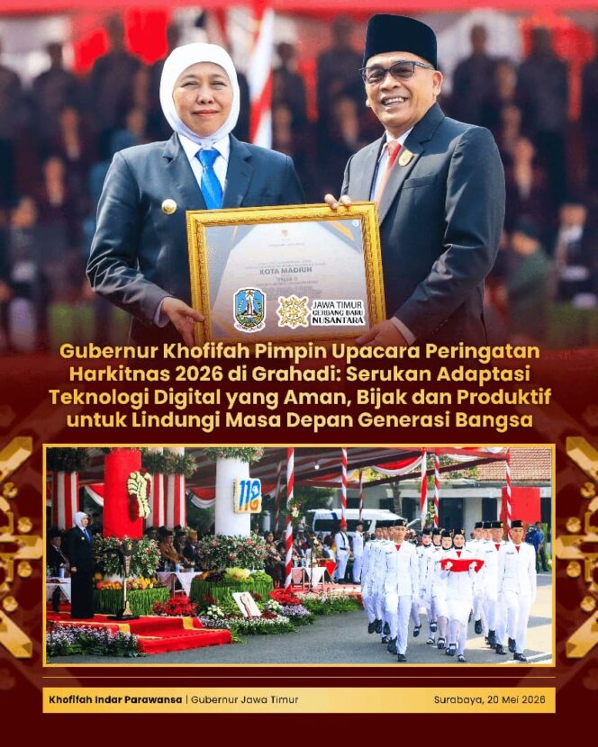 
Harkitnas 2026, Gubernur Khofifah Ajak Generasi Alpha Adaptif terhadap Teknologi Digital namun Tetap Aman dan Berkarakter