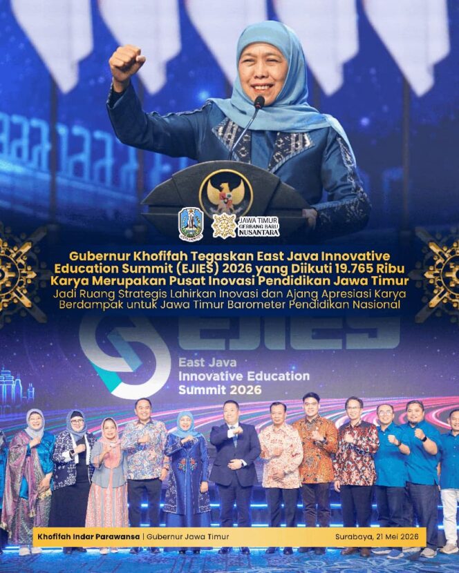 
Gubernur Khofifah: EJIES 2026 Bukan Sekadar Kompetisi, tetapi Ruang Strategis Melahirkan Inovasi Pendidikan Berdampak