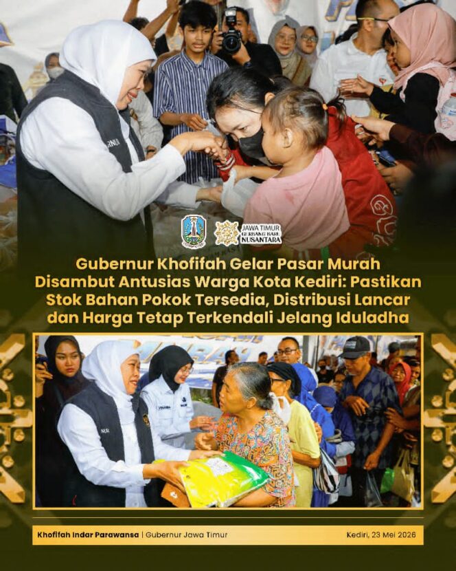 
Gubernur Khofifah Pastikan Stok Pangan Aman dan Harga Terjangkau melalui Pasar Murah di Semampir Kota Kediri