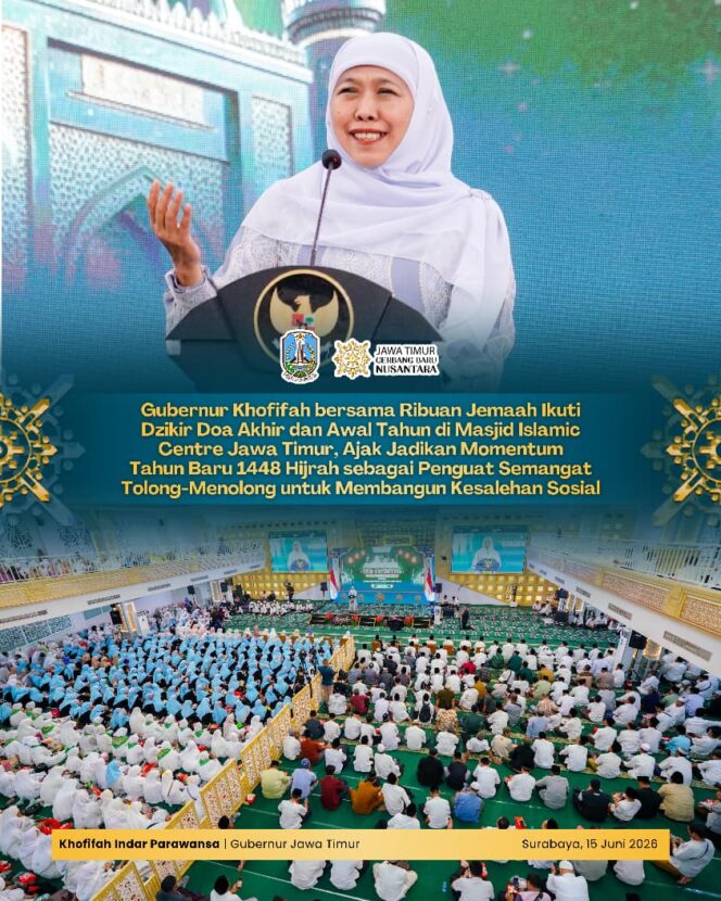 
Peringati Tahun Baru Islam 1448 Hijriah, Gubernur Khofifah Dorong Budaya Tolong-Menolong sebagai Fondasi Kesalehan Sosial