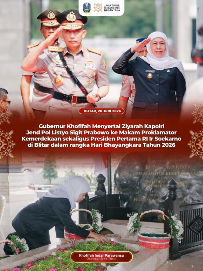 
Gubernur Khofifah Sebut Ziarah Bersama Kapolri Jadi Momentum Menguatkan Semangat Nasionalisme, Toleransi, dan Persaudaraan Bangsa