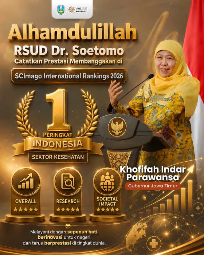 
Raih Peringkat Pertama Nasional di Semua Kategori SCImago 2026, RSUD Dr. Soetomo Jadi Kebanggaan Jawa Timur dan Indonesia