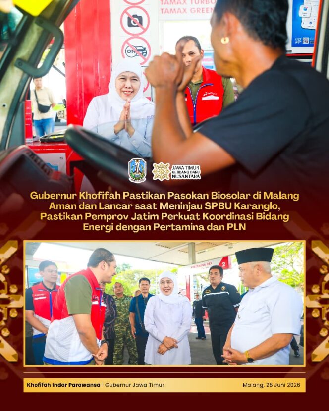 
Tinjau Distribusi BBM di Malang, Gubernur Khofifah Pastikan Ketersediaan Biosolar dan Penguatan Sistem Koordinasi Energi