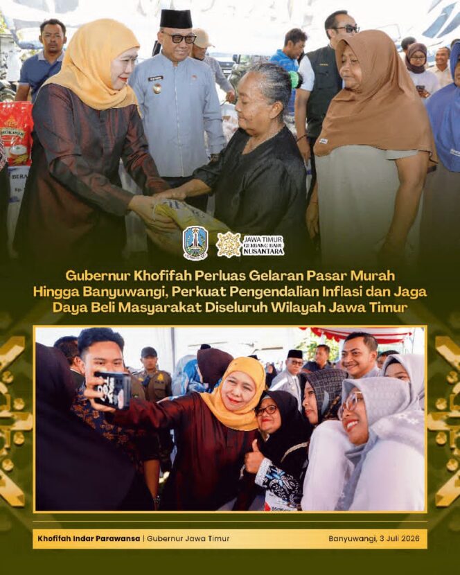 
Gubernur Khofifah Borong Produk UMKM di Pasar Murah Banyuwangi, Dorong Penguatan Ekonomi Kerakyatan dan Peningkatan Omzet Pelaku Usaha