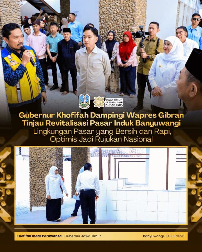 
Dampingi Wapres Gibran, Gubernur Khofifah Nilai Revitalisasi Pasar Induk Banyuwangi Mampu Tingkatkan Kenyamanan Pedagang dan Pembeli