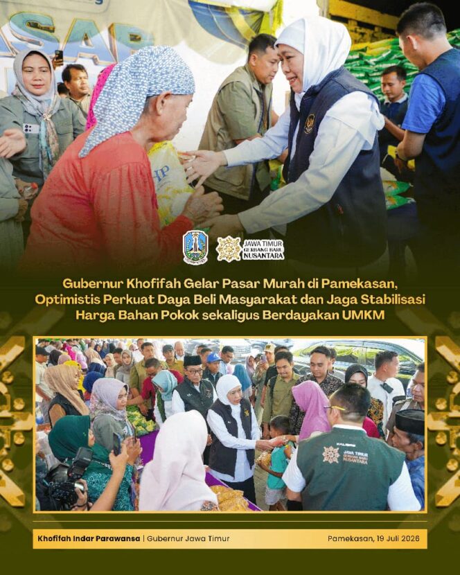 
Gubernur Khofifah Optimistis Pasar Murah Mampu Jaga Stabilitas Harga Sekaligus Berdayakan UMKM