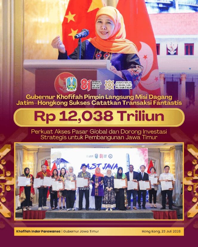 
Gubernur Khofifah Perluas Jejaring Global Lewat Misi Dagang Jatim–Hong Kong, Transaksi Lampaui Rp12 Triliun
