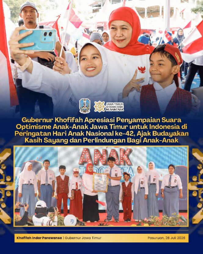 
Perisai Anak Jawa Timur Resmi Diluncurkan, Gubernur Khofifah Ajak Semua Pihak Wujudkan Ruang Digital Aman bagi Anak