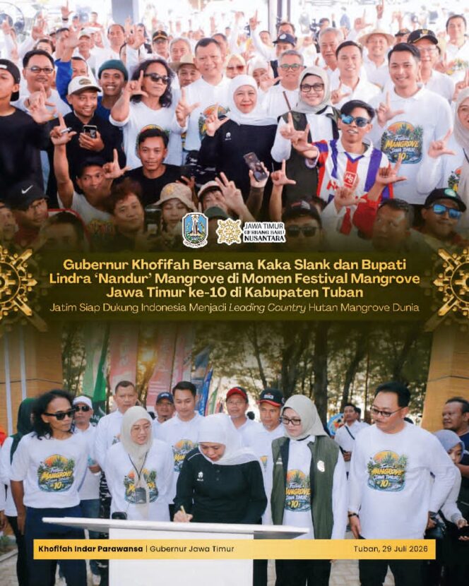 
Festival Mangrove Jatim ke-10, Gubernur Khofifah Ajak Kolaborasi Jaga Pesisir dan Tingkatkan Kesejahteraan Masyarakat