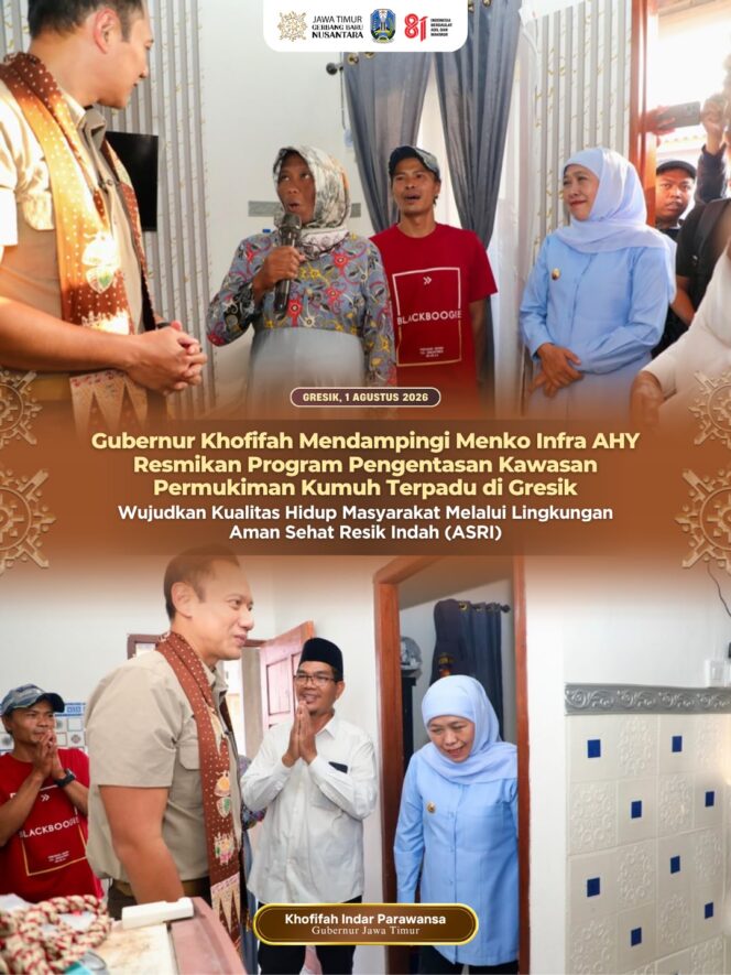 
Gubernur Khofifah dan Menko AHY Resmikan Penataan Kawasan Kumuh Campurejo, Tingkatkan Kualitas Hidup 1.152 Warga