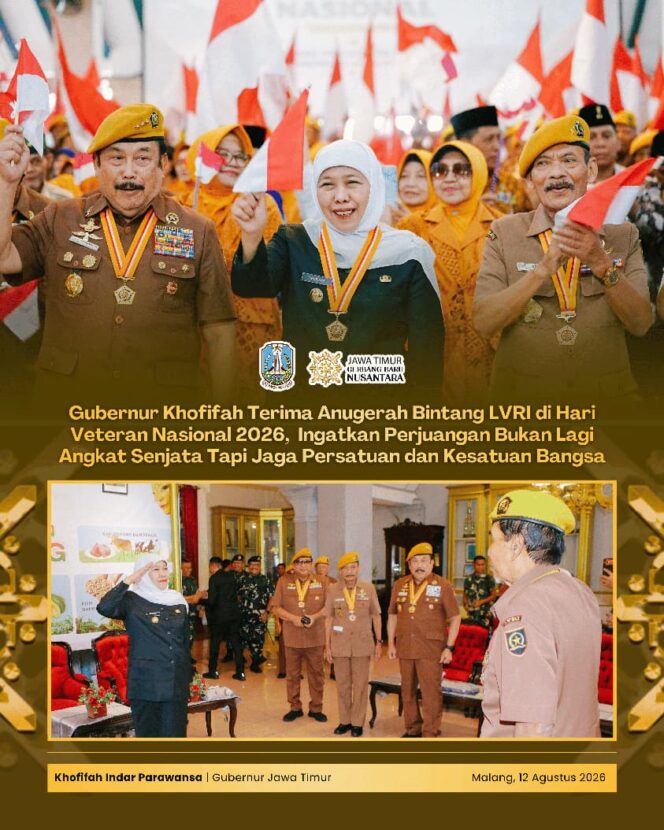 
Raih Anugerah Bintang LVRI, Khofifah Tekankan Semangat Veteran Harus Diwujudkan dalam Pengabdian Masa Kini