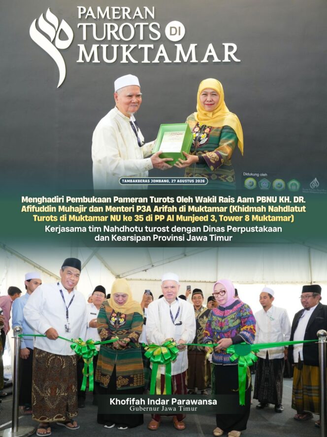 
Gubernur Khofifah Bersama KH. Afifuddin Muhajir Buka Pameran Turots, Teguhkan Warisan Intelektual Ulama Nusantara