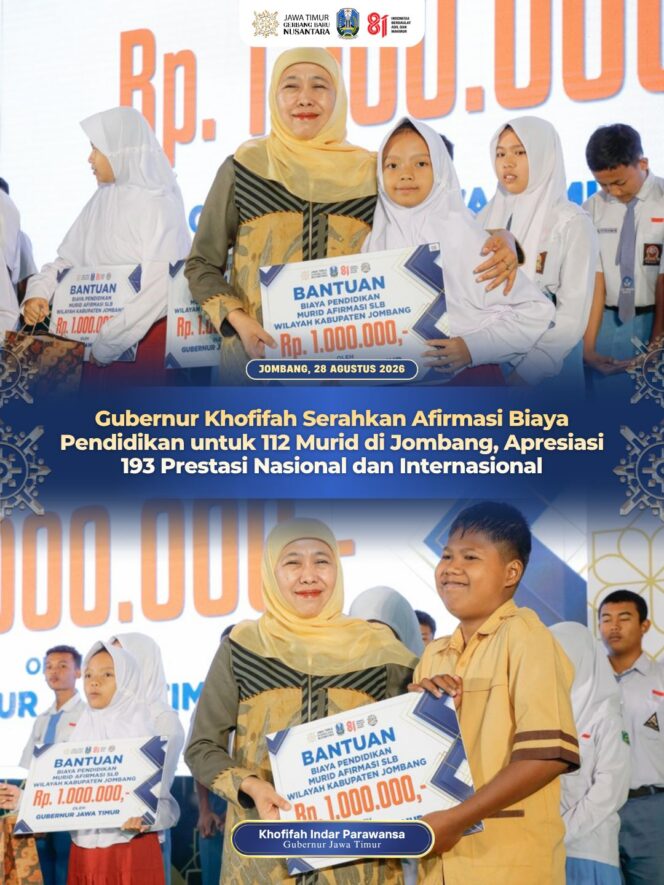 
Gubernur Khofifah Apresiasi 193 Prestasi Murid Jombang, Tegaskan Pendidikan Harus Buka Jalan Menuju Masa Depan
