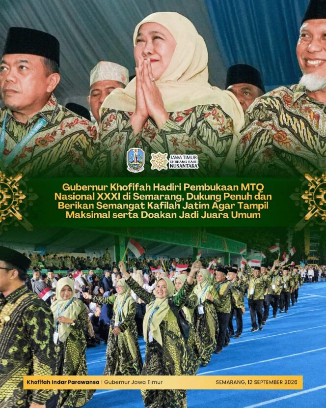 
Bawa 116 Anggota Kontingen ke MTQ Nasional XXXI, Gubernur Khofifah Perkuat Dukungan untuk Kafilah Jatim
