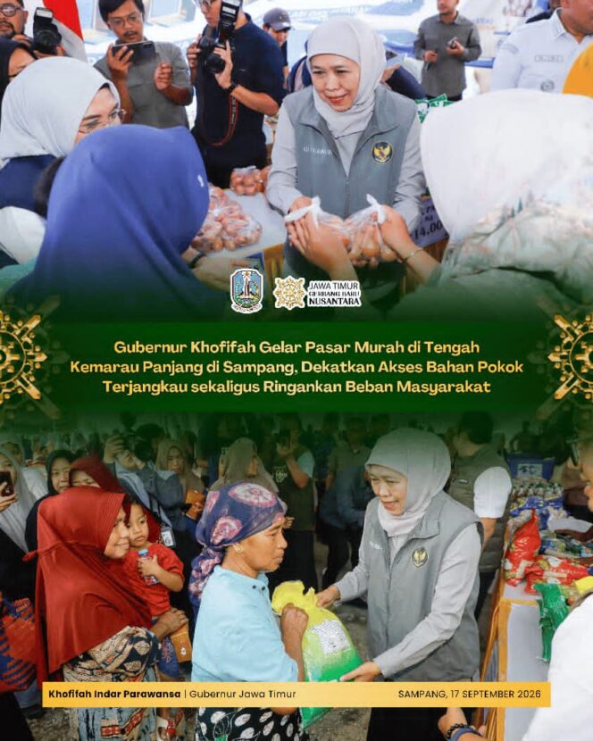 
Pasar Murah Hadir di Desa Kedungdung Sampang, Gubernur Khofifah Pastikan Kebutuhan Pokok Terjangkau