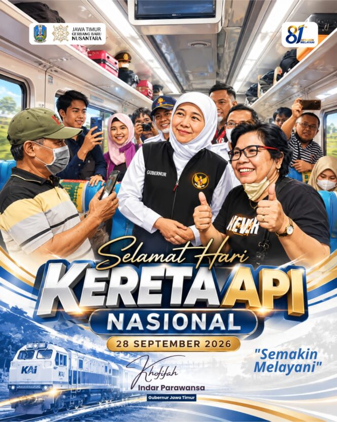 
Peringati Hari Kereta Api Nasional ke-81, Gubernur Khofifah Perkuat Komitmen Keselamatan di Perlintasan Sebidang