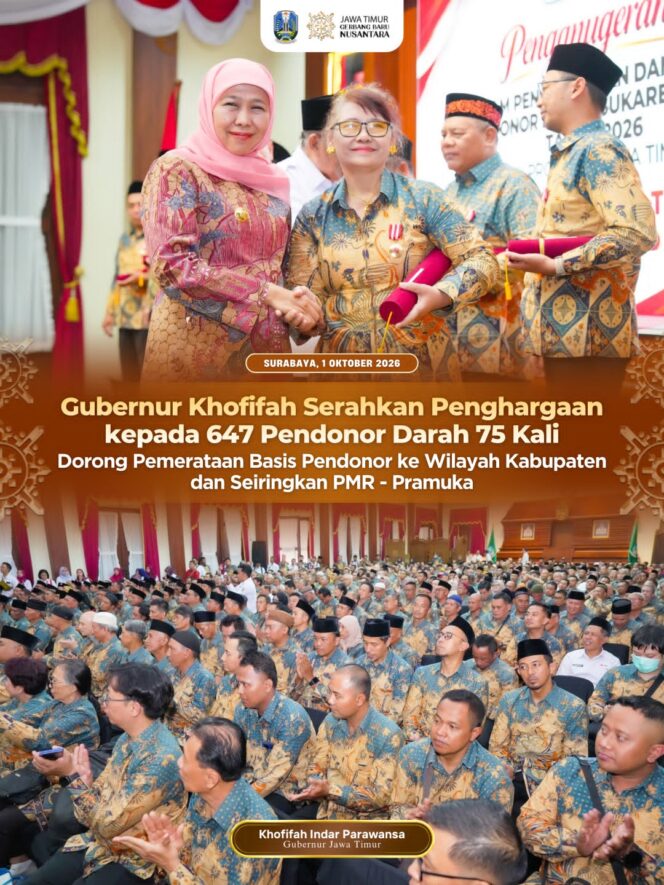 
Gubernur Khofifah Dorong Sinergi PMR dan Pramuka untuk Perkuat Regenerasi Pendonor Darah di Jawa Timur