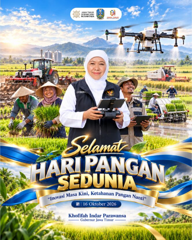 
Peringati Hari Pangan Sedunia, Gubernur Khofifah Ajak Pemangku Kepentingan Perkuat Sektor Pangan Jatim