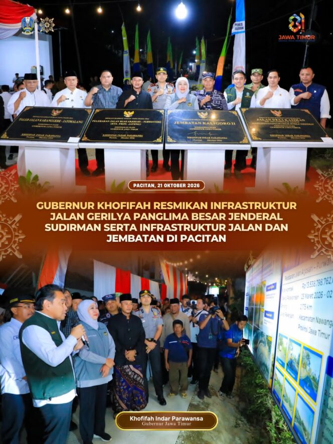 
Gubernur Khofifah Tinjau Hasil Perbaikan Jalan Napak Tilas Gerilya Jenderal Sudirman di Pacitan