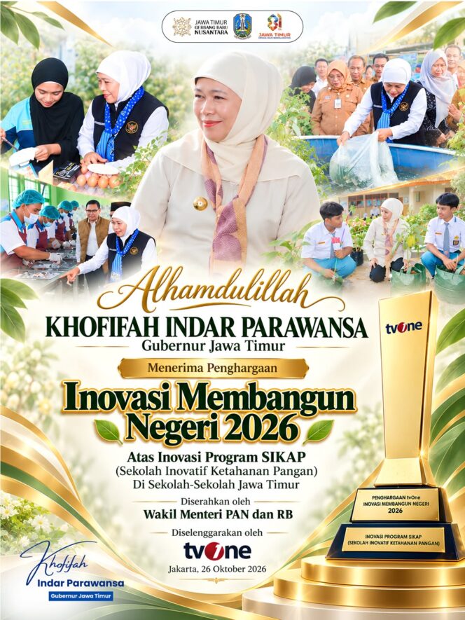 
Gubernur Khofifah Apresiasi Program SIKAP Jatim yang Sukses Sabet Penghargaan Inovasi Membangun Negeri